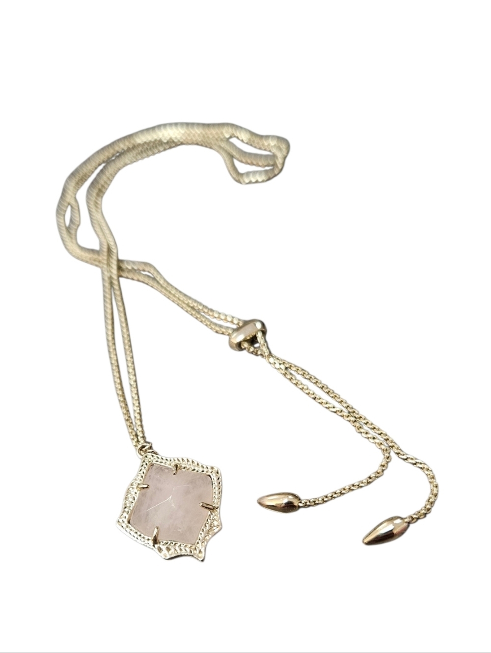 Kendra Scott Rose Quartz Pendant Slider Kacey Long Necklace - Women Jewelry